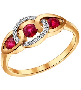 Кольцо из золота с бриллиантами и рубинами 4010566