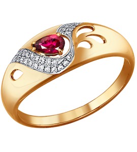 Кольцо из золота с бриллиантами и рубином 4010574
