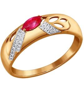 Кольцо из золота с бриллиантами и рубином 4010576