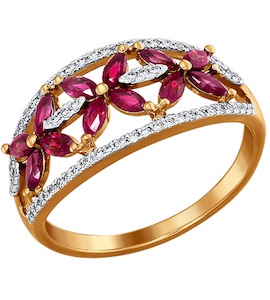 Кольцо из золота с бриллиантами и рубинами 4010579