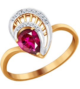 Кольцо из золота с бриллиантами и рубином 4010585