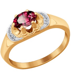 Кольцо из золота с бриллиантами и рубином 4010587