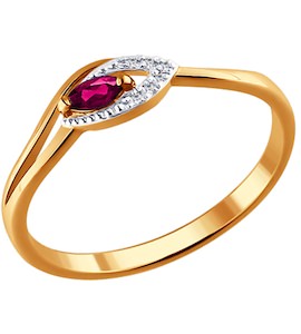 Кольцо из золота с бриллиантами и рубином 4010594