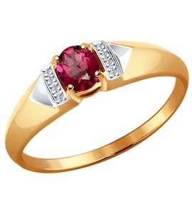 Кольцо из золота с бриллиантами и рубином 4010615
