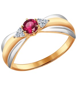 Кольцо из золота с бриллиантами и рубином 4010616
