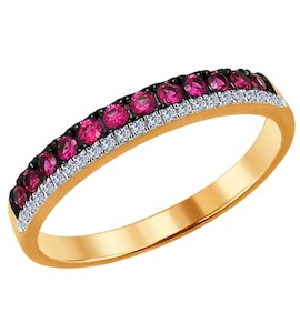 Кольцо из золота с бриллиантами и рубинами 4010619