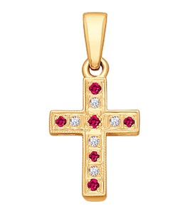 Крест из золота с бриллиантами и рубинами 4120005