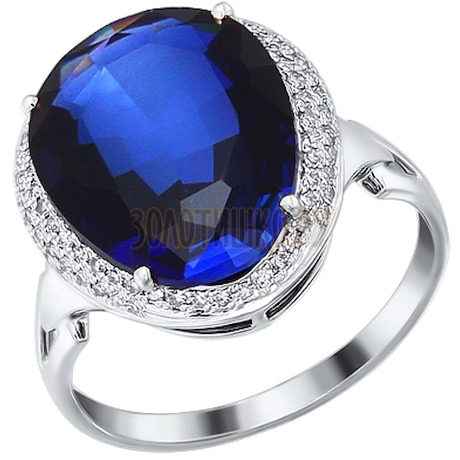 Кольцо с тёмным сапфиром и бриллиантами 6012006