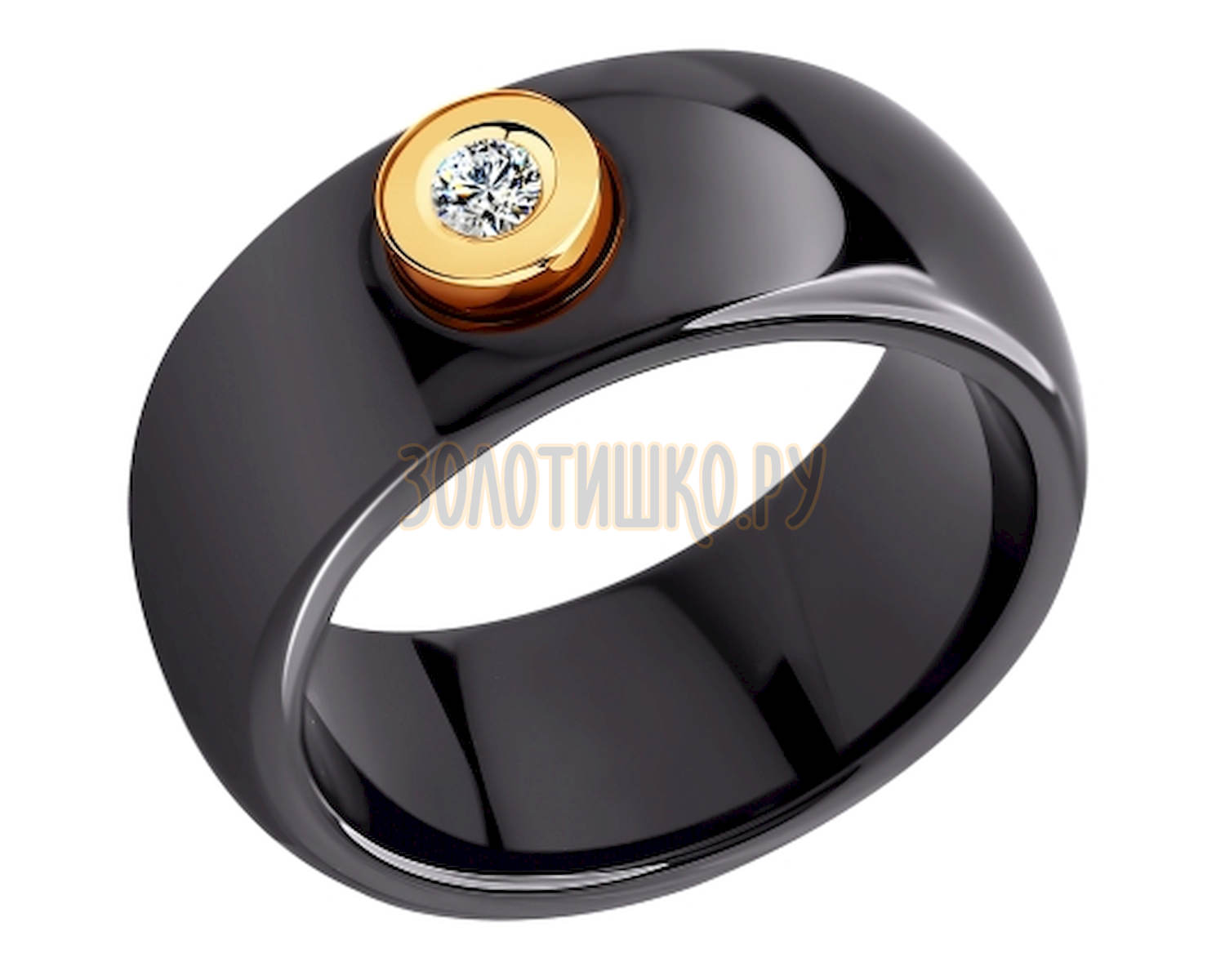 6015001 - Чёрное керамическое кольцо с бриллиантом - SOKOLOV - купить винтернет-магазине Золотишко.ру