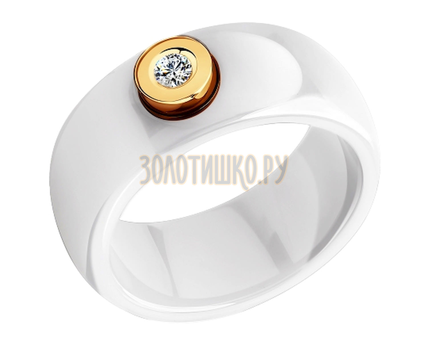 6015003 - Белое керамическое кольцо с бриллиантом - SOKOLOV - купить винтернет-магазине Золотишко.ру