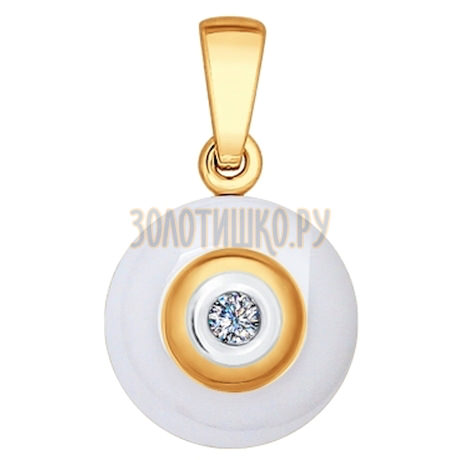 Подвеска из золота с бриллиантом и керамической вставкой 6035004