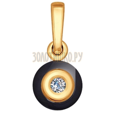 Подвеска из золота с бриллиантом и чёрным керамической вставкой 6035008