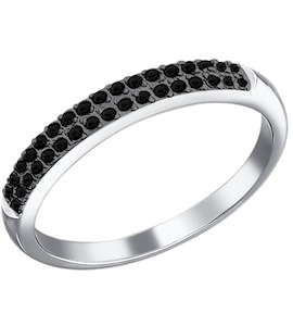 Кольцо с дорожкой из чёрных бриллиантов 7010010
