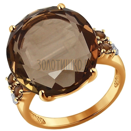 Кольцо из золота с раухтопазами и фианитами 714157