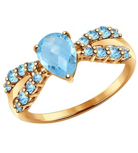 Кольцо из золота с голубыми топазами 714354