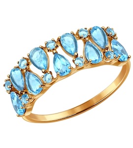 Кольцо из золота с голубыми топазами 714433