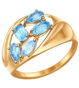 Кольцо из золота с голубыми топазами 714469
