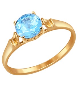 Кольцо из золота с голубым топазом 714487