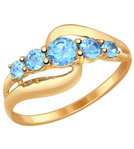 Кольцо из золота с голубыми топазами 714535