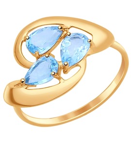 Кольцо из золота с голубыми топазами 714626
