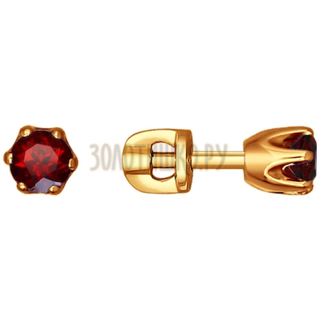Серьги-пусеты из золота с гранатами 720047