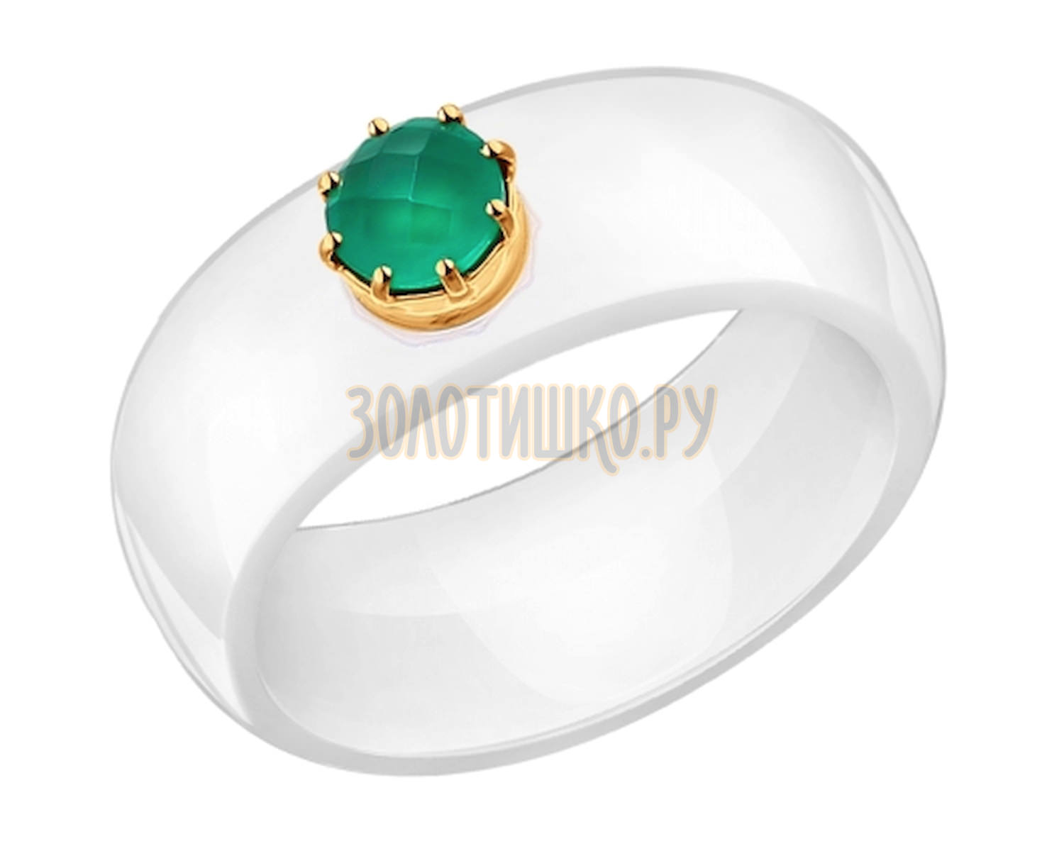 790012 - Керамическое кольцо с зелёным агатом - SOKOLOV - купить винтернет-магазине Золотишко.ру