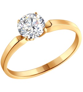 Золотое помолвочное кольцо с камнем Swarovski 81010001