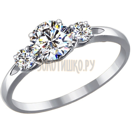 Помолвочное кольцо из белого золота со Swarovski Zirconia 81010187