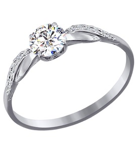 Помолвочное кольцо из белого золота со Swarovski Zirconia 81010202