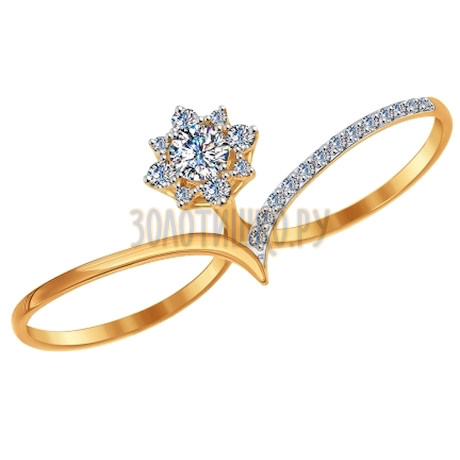 Кольцо на два пальца из золота со Swarovski Zirconia 81010232