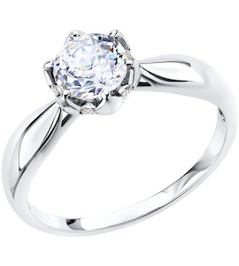 Помолвочное кольцо из белого золота со Swarovski Zirconia 81010273