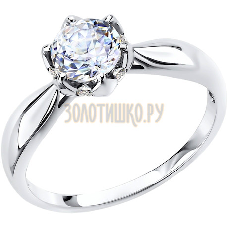 Помолвочное кольцо из белого золота со Swarovski Zirconia 81010273