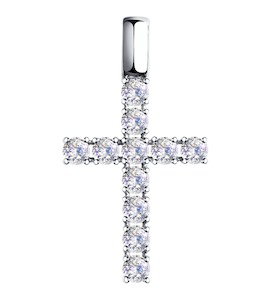 Крест из белого золота  со Swarovski Zirconia 81030073