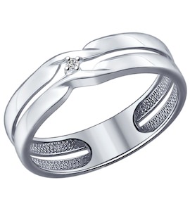 Кольцо из серебра с бриллиантом 87010014