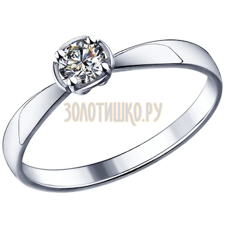 Помолвочное кольцо из серебра с фианитом 89010015