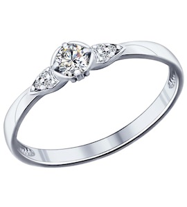 Помолвочное кольцо из серебра с фианитами 89010027