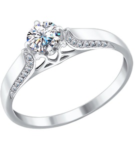 Помолвочное кольцо из белого золота с бриллиантами 9010015