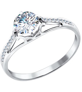 Помолвочное кольцо из белого золота с бриллиантами 9010021