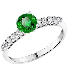 Кольцо из серебра с зелёным фианитом 91010221