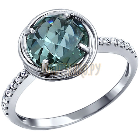 Классическое тонкое серебряное кольцо с крупным камнем 92010726