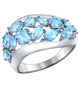 Кольцо из серебра с голубыми топазами 92011196