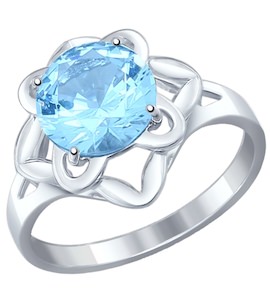 Кольцо из серебра с голубым топазом 92011236