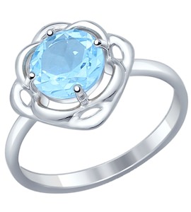 Кольцо из серебра с голубым топазом 92011245