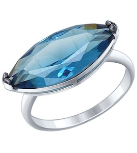 Кольцо из серебра с синим ситаллом 92011294