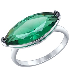 Кольцо из серебра с зелёным ситаллом 92011296
