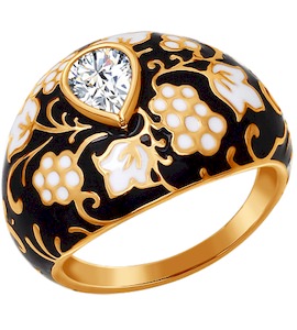 Кольцо с орнаментом чёрно-золотого цвета 93010313