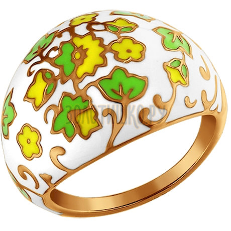 Позолоченное кольцо декорированное эмалью 93010314