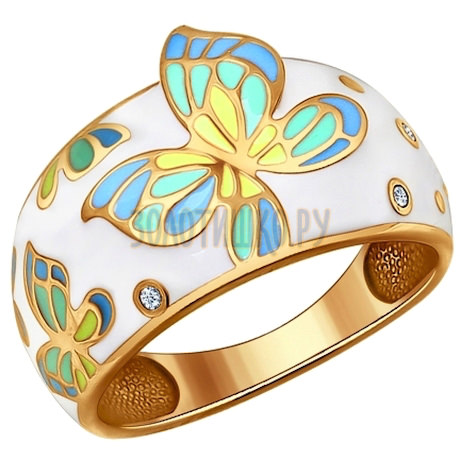 Позолоченное кольцо с бабочкой 93010488