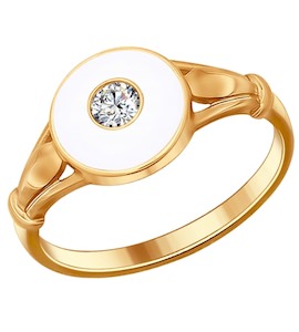 Кольцо из золочёного серебра с эмалью с фианитом 93010510