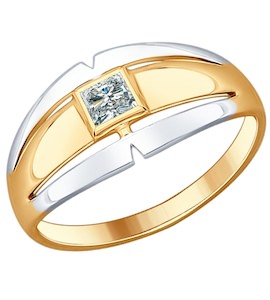 Кольцо из золочёного серебра с фианитом 93010602